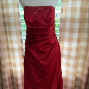 Strapless Deep Red Ball Gown